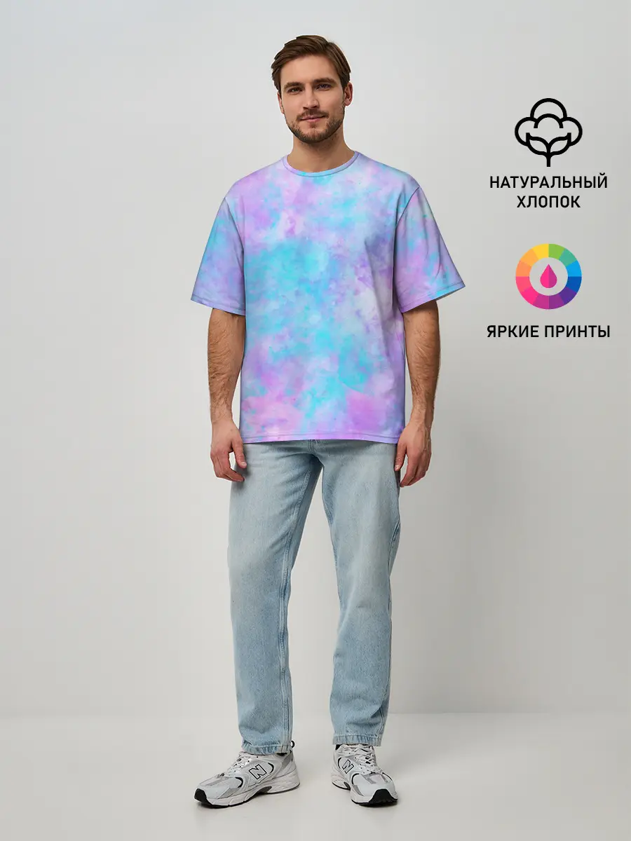 Мужская футболка оверсайз / Мрамор Tie Dye
