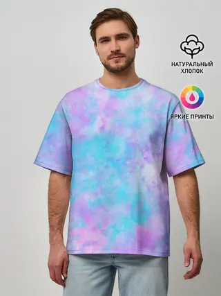 Мужская футболка оверсайз / Мрамор Tie Dye