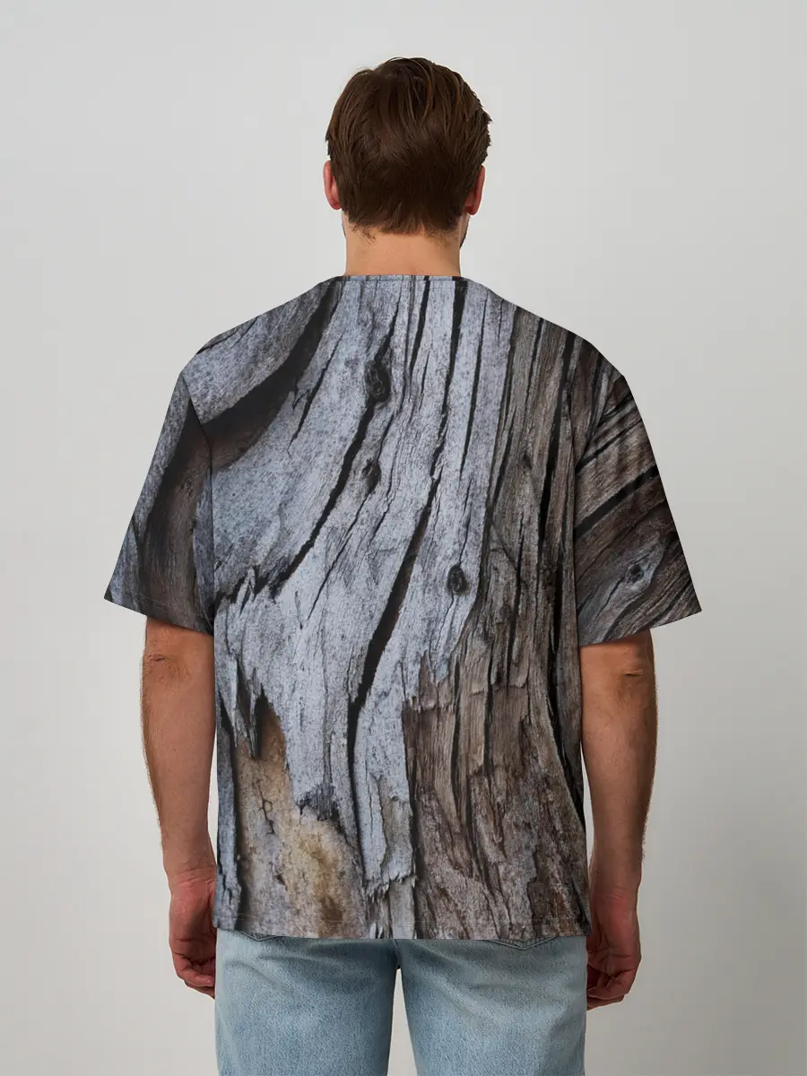 Мужская футболка оверсайз / Древесная кора