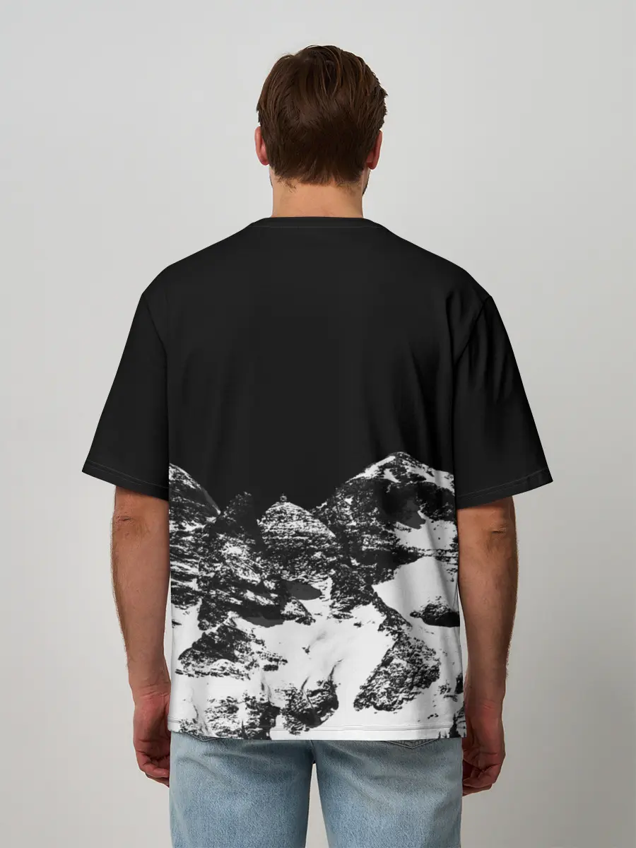 Мужская футболка оверсайз / ГОРЫ Ч/Б