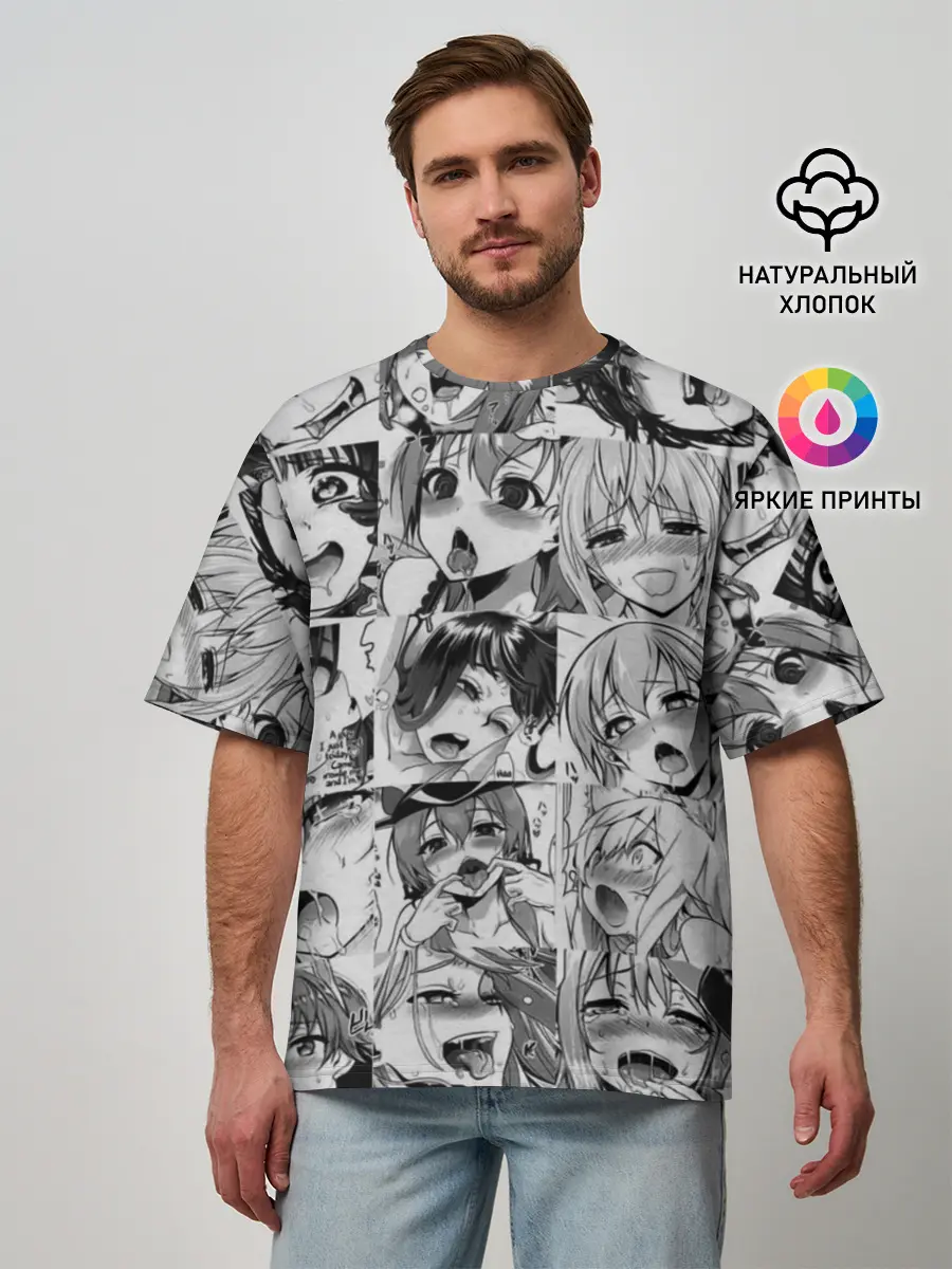 Мужская футболка оверсайз / такое разное АХЕГАО. монохром