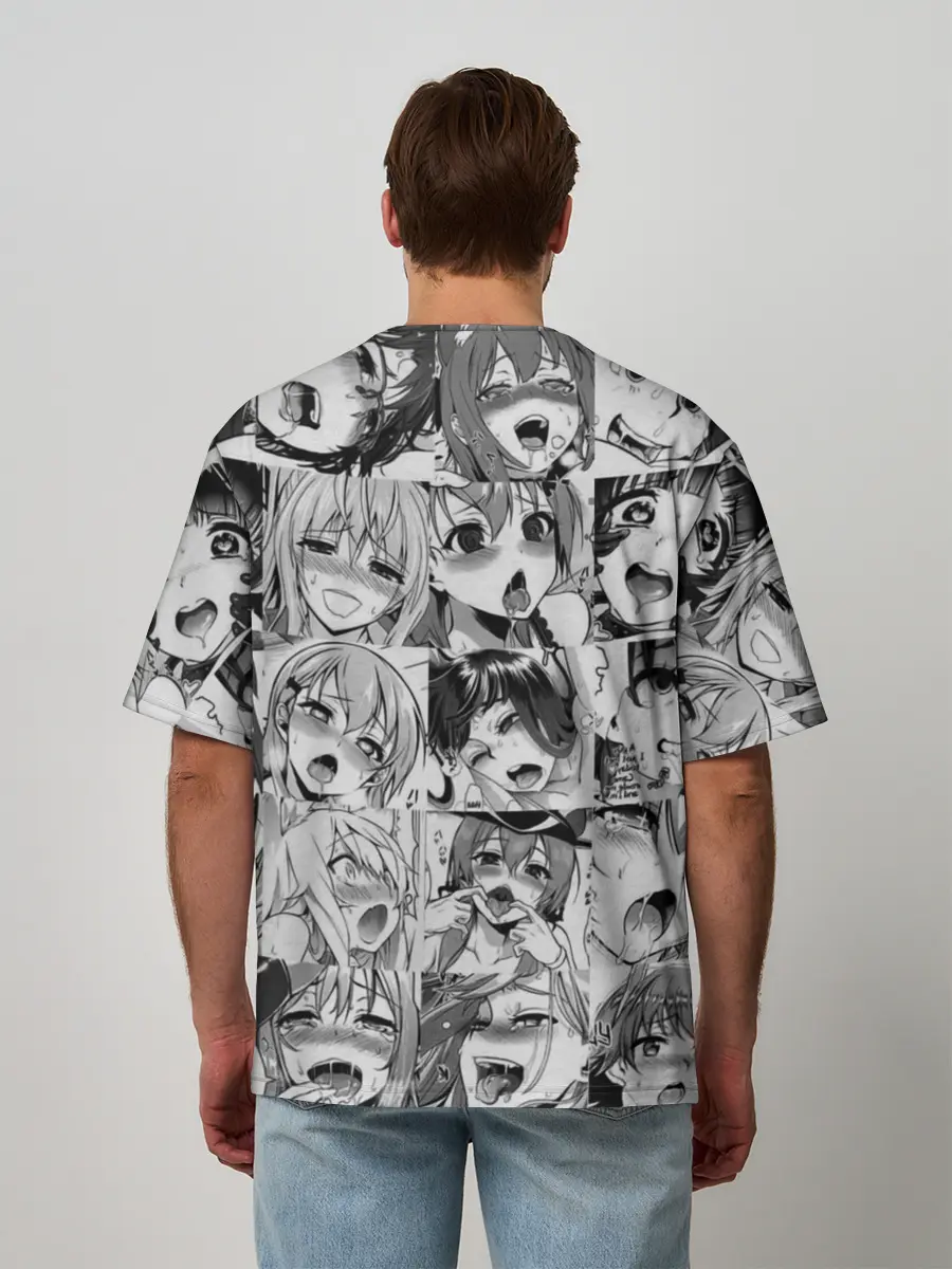 Мужская футболка оверсайз / такое разное АХЕГАО. монохром