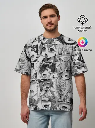 Мужская футболка оверсайз / такое разное АХЕГАО. монохром