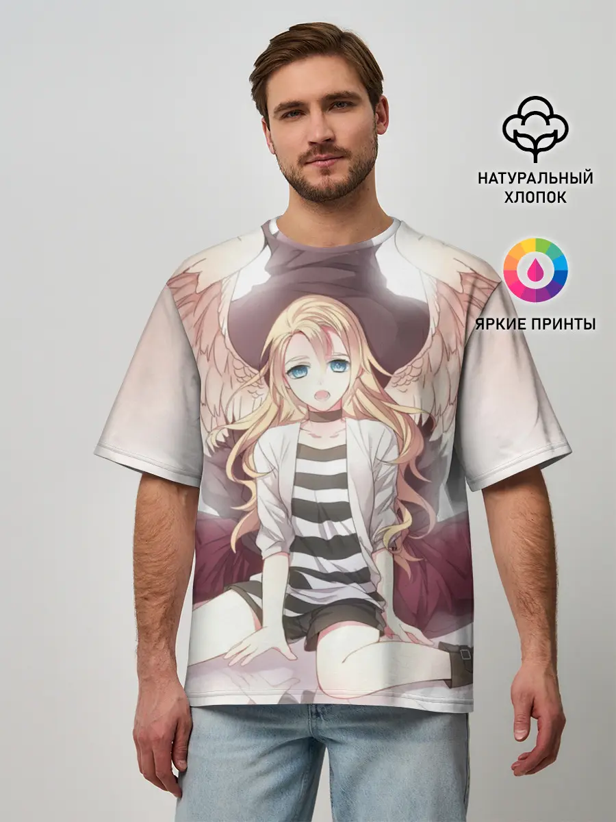 Мужская футболка оверсайз / Рейчел ангел