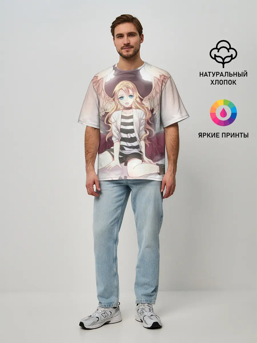Мужская футболка оверсайз / Рейчел ангел