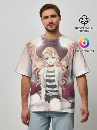 Мужская футболка оверсайз / Рейчел ангел