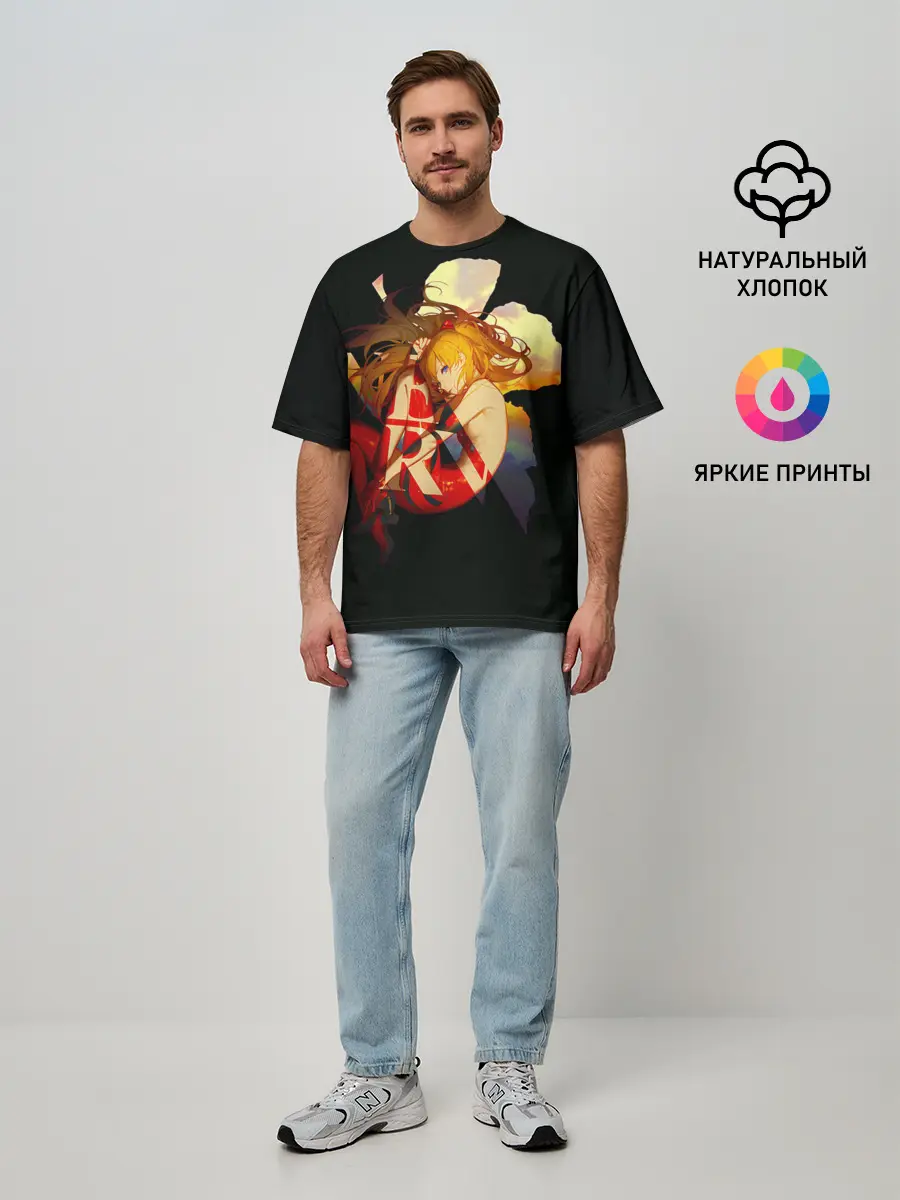 Мужская футболка оверсайз / Аска Евангелион Nerv