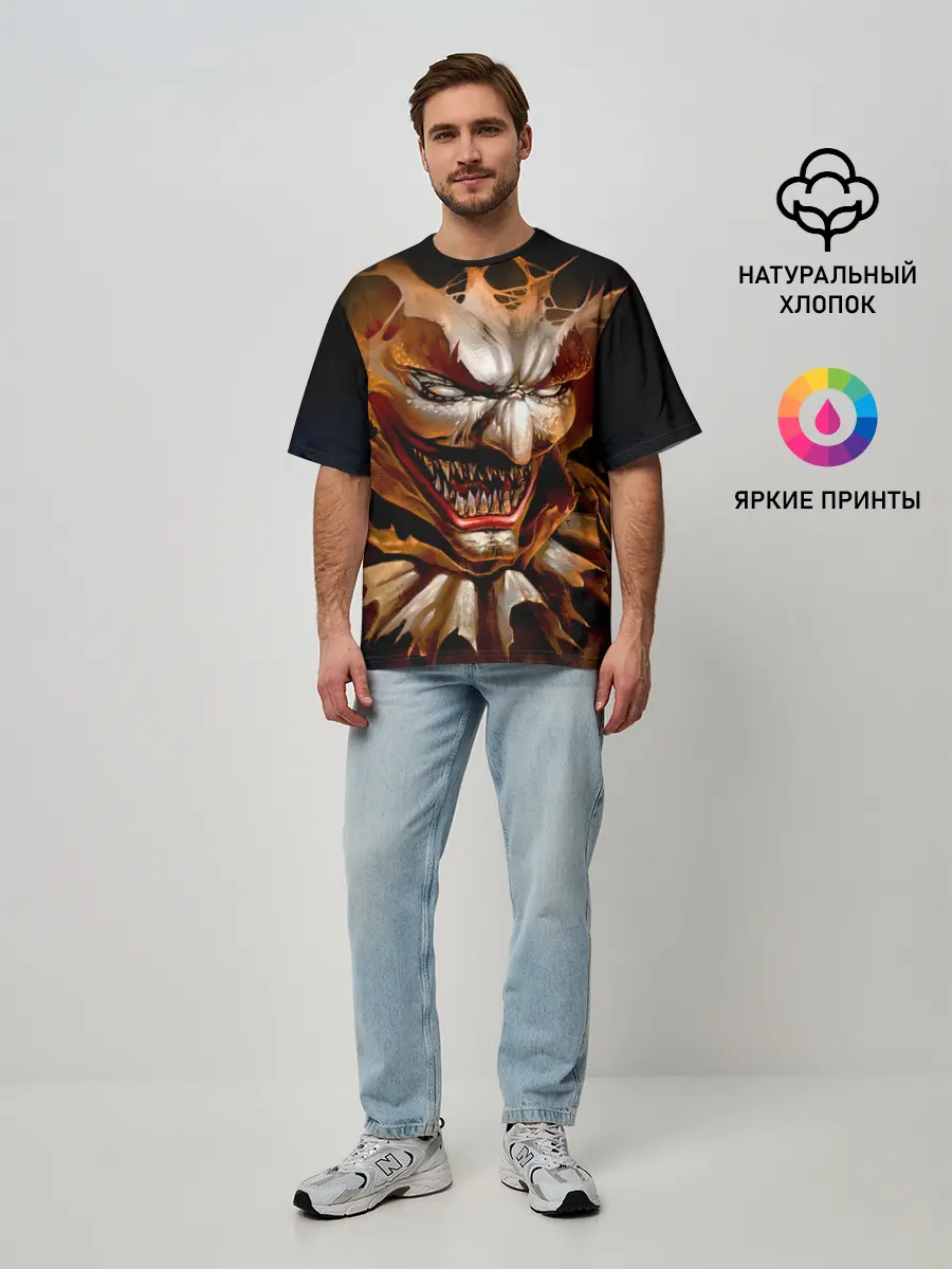 Мужская футболка оверсайз / Улыбка смерти в Хэллоуин