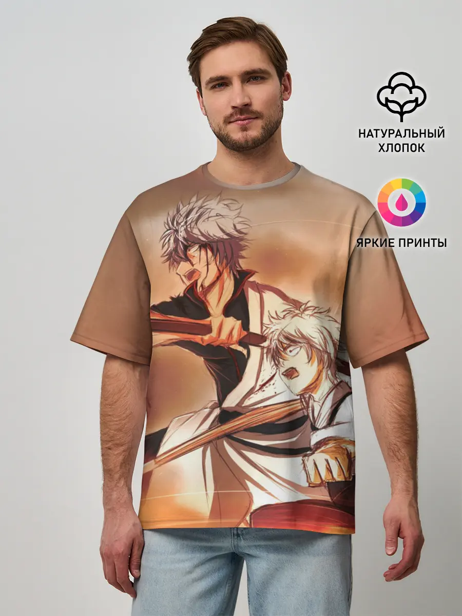 Мужская футболка оверсайз / гинтоки саката самурай