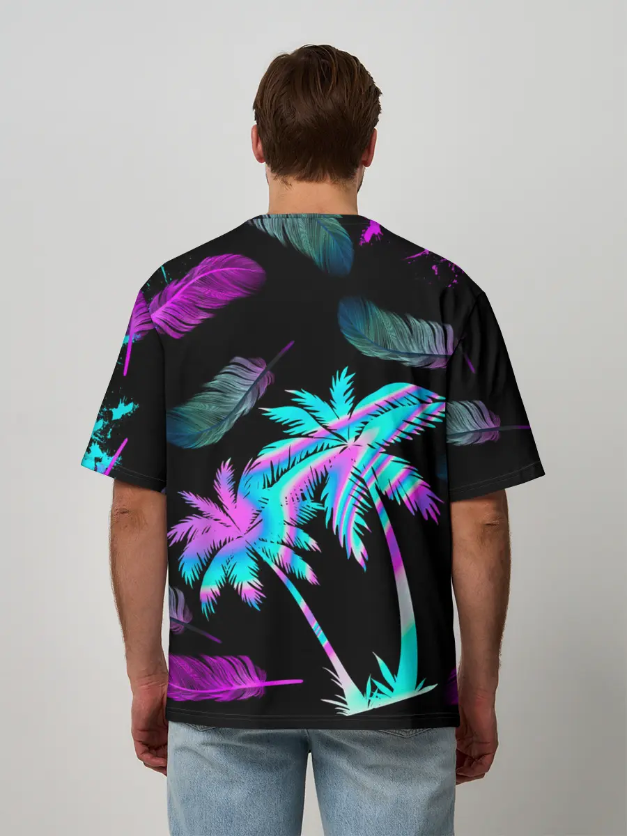 Мужская футболка оверсайз / Неоновое лето