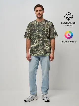 Мужская футболка оверсайз / Именной камуфляж Олег