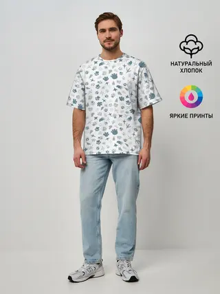 Мужская футболка оверсайз / Отпечатки лап животных