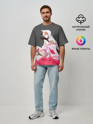 Мужская футболка оверсайз / Flower Tomoe