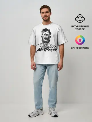 Мужская футболка оверсайз / Портрет Конор МакГрегора