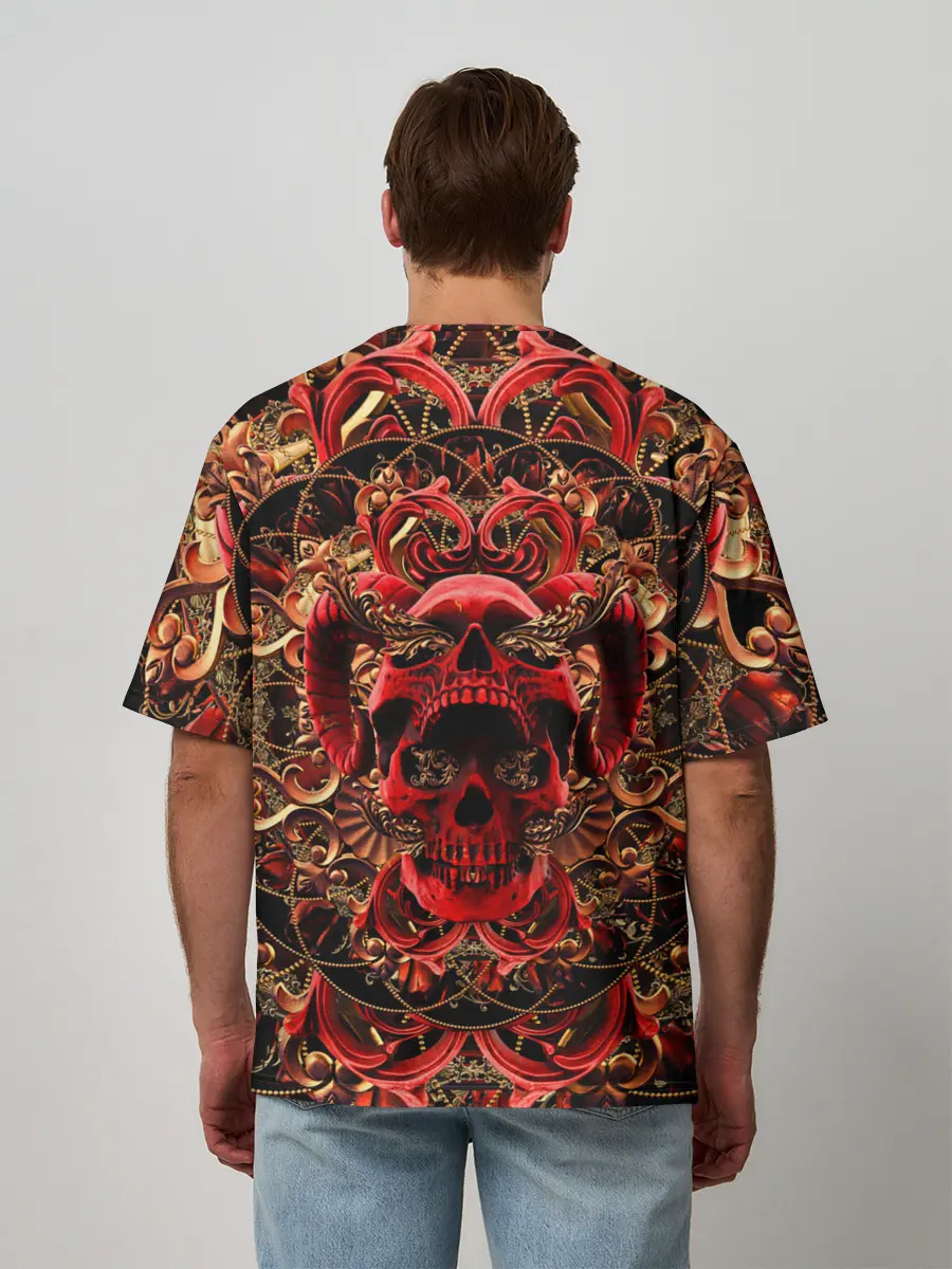 Мужская футболка оверсайз / Череп красного демона