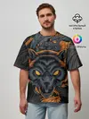 Мужская футболка оверсайз / Волк и дракон