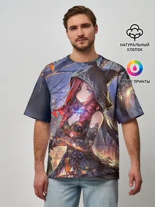 Мужская футболка оверсайз / Однокрылый демон Амира