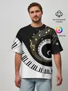 Мужская футболка оверсайз / МУЗЫКАЛЬНЫЙ УЗОР