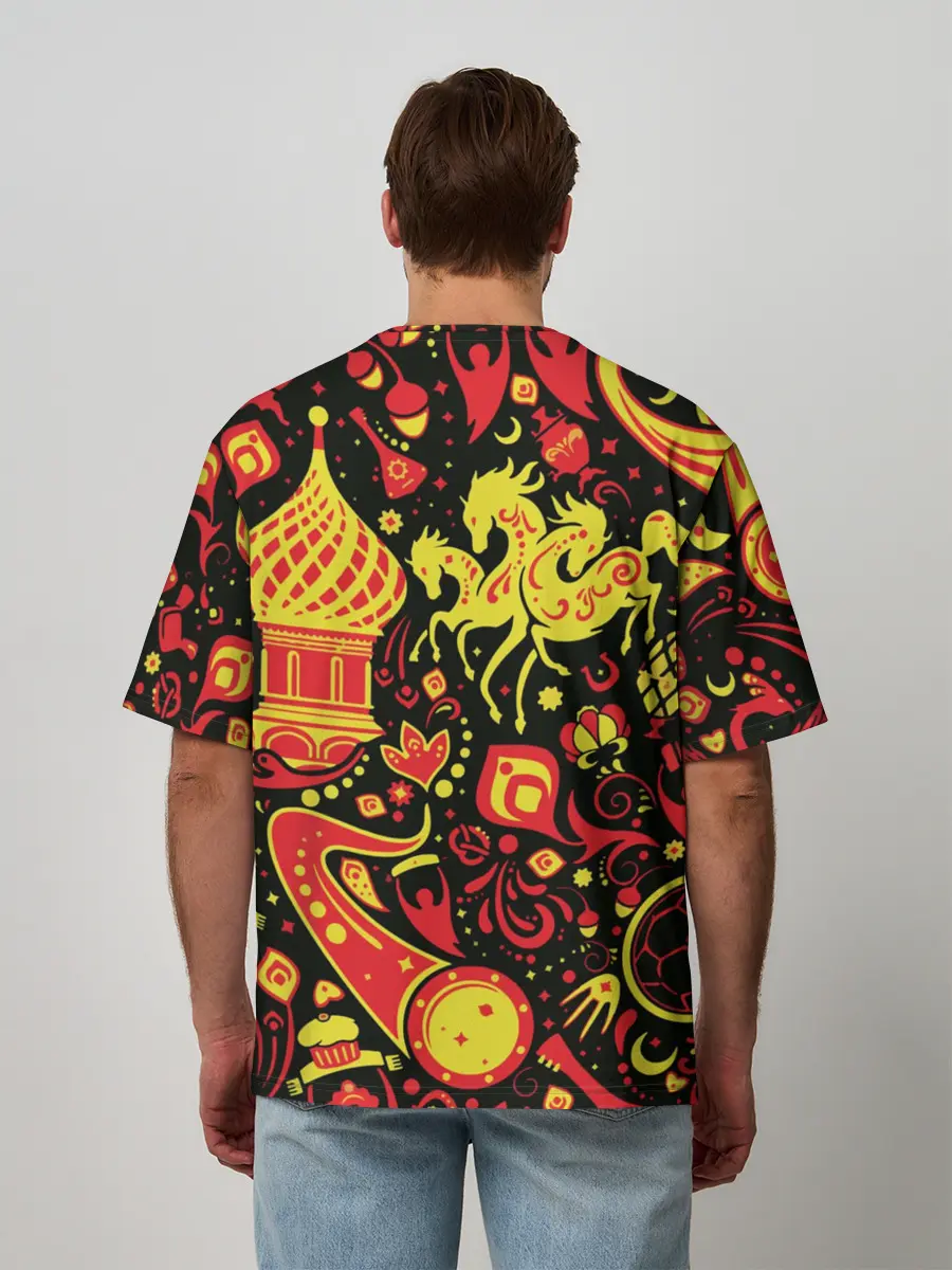 Мужская футболка оверсайз / Орнамент - Россия