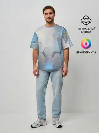 Мужская футболка оверсайз / 3D соты