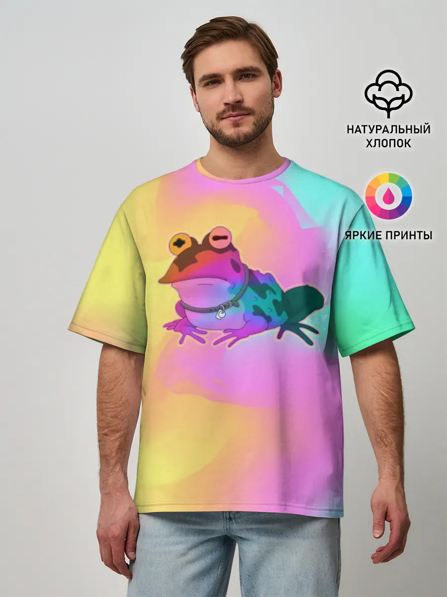 Мужская футболка оверсайз / Кислотная Гипножаба