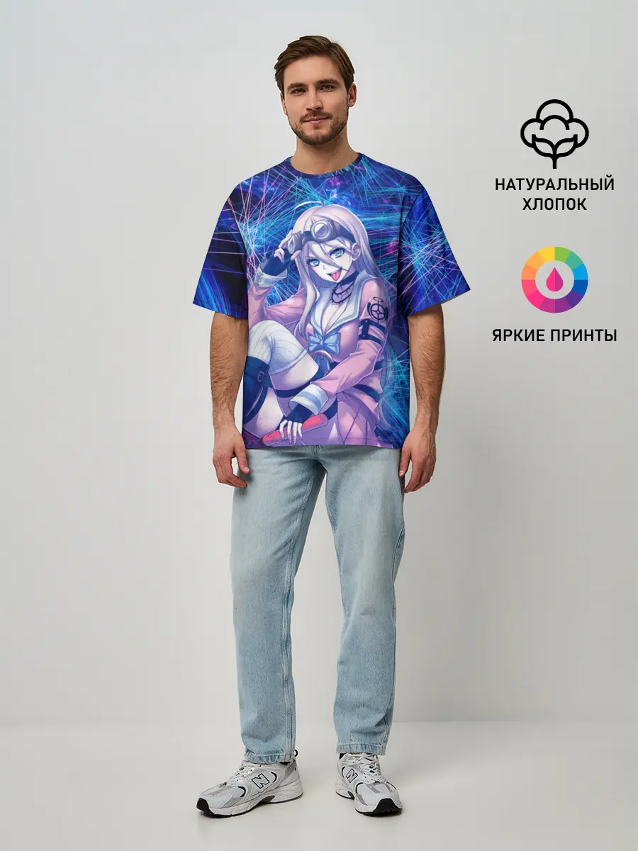 Мужская футболка оверсайз / Danganronpa neon