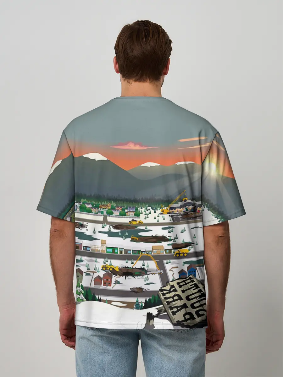 Мужская футболка оверсайз / Южный Парк разрушенный город