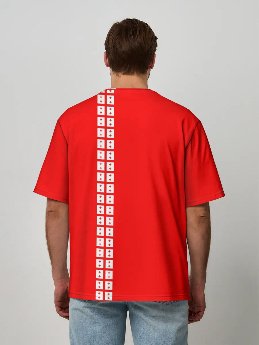 Мужская футболка оверсайз / Грузия, лента с гербом