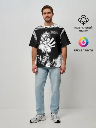 Мужская футболка оверсайз / Черный Аста Чёрный клевер
