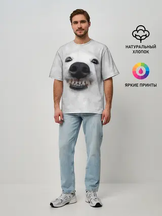 Мужская футболка оверсайз / Собака - улыбака