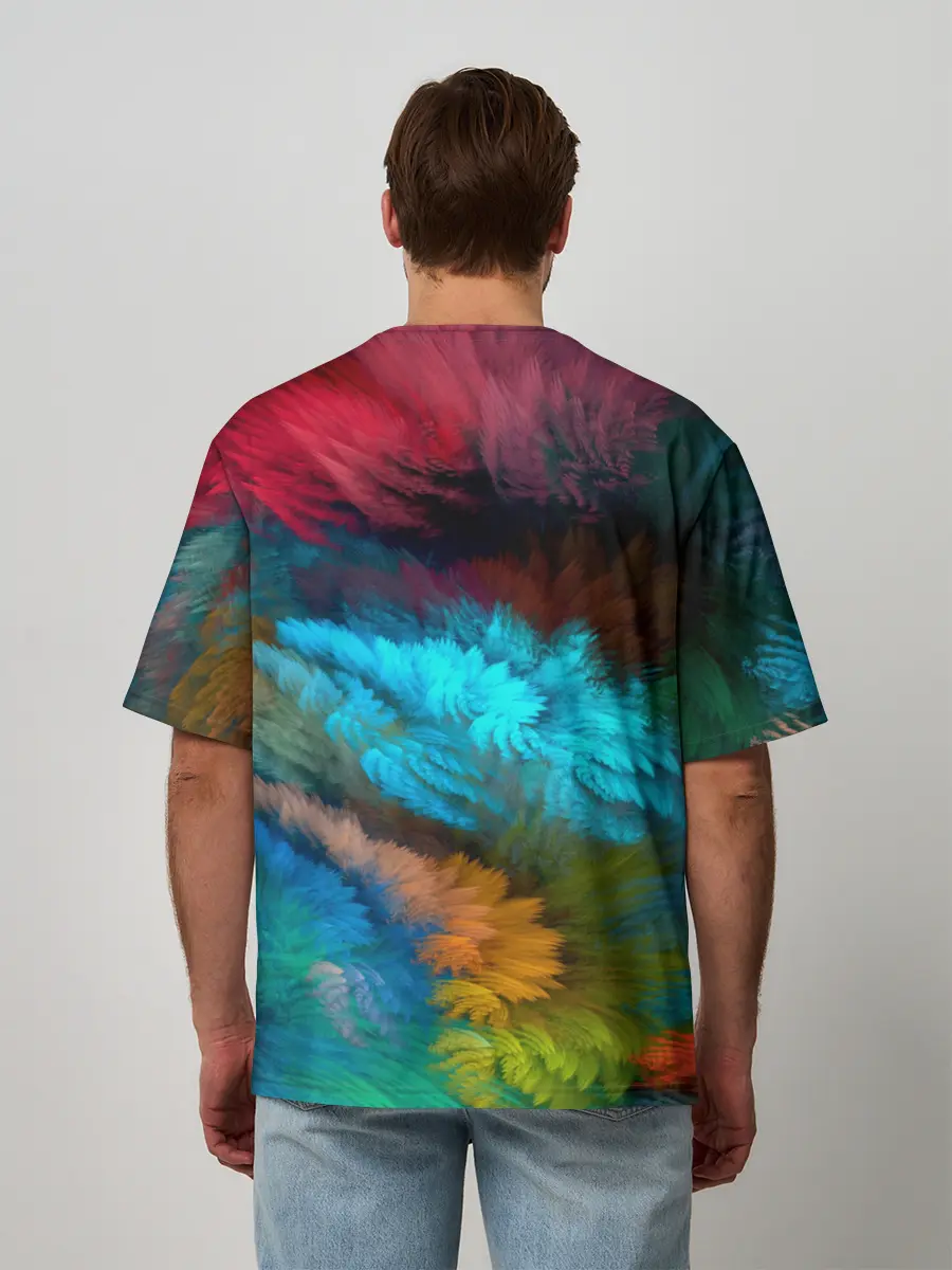 Мужская футболка оверсайз / Цветной дестрой