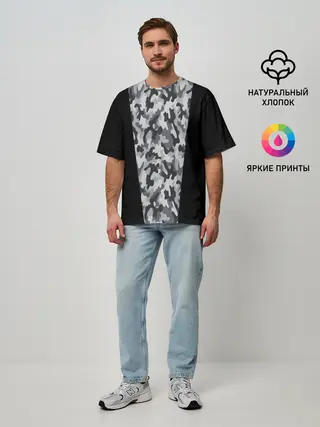 Мужская футболка оверсайз / Стиль - Камуфляж