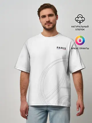 Мужская футболка оверсайз / PSG | Core Big Logo White