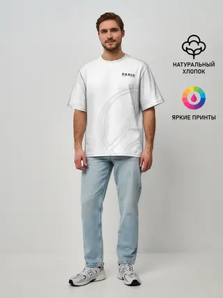 Мужская футболка оверсайз / PSG | Core Big Logo White