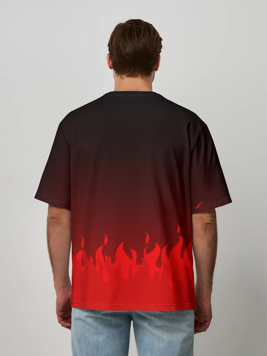 Мужская футболка оверсайз / Kumamon горит