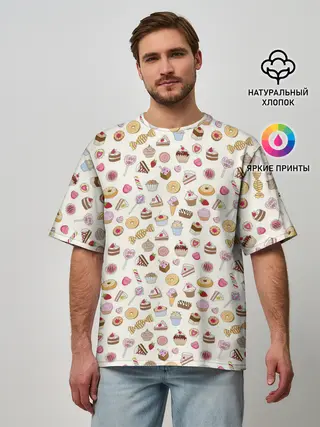 Мужская футболка оверсайз / Сладости