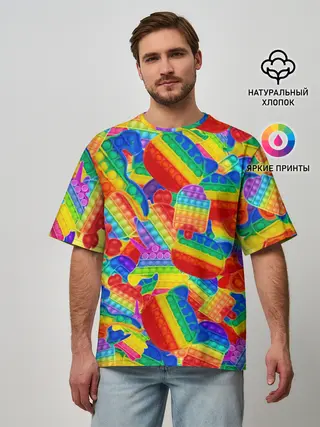 Мужская футболка оверсайз / Разные Pop It масляная краска