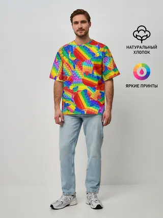 Мужская футболка оверсайз / Разные Pop It масляная краска