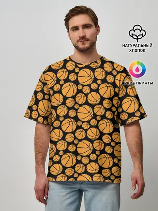 Мужская футболка оверсайз / Баскетбольные Мячи