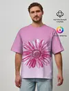 Мужская футболка оверсайз / розовая ромашка