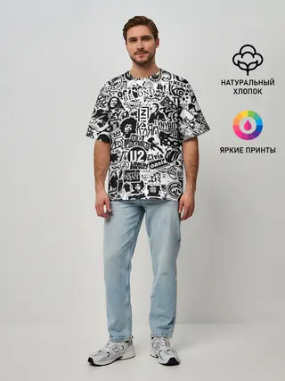 Мужская футболка оверсайз / Rock Band Logos