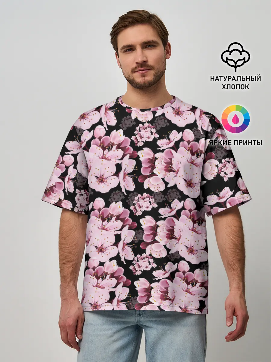 Мужская футболка оверсайз / Сакура