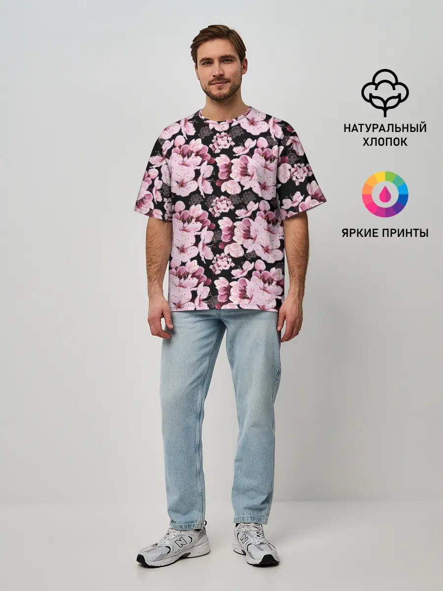 Мужская футболка оверсайз / Сакура