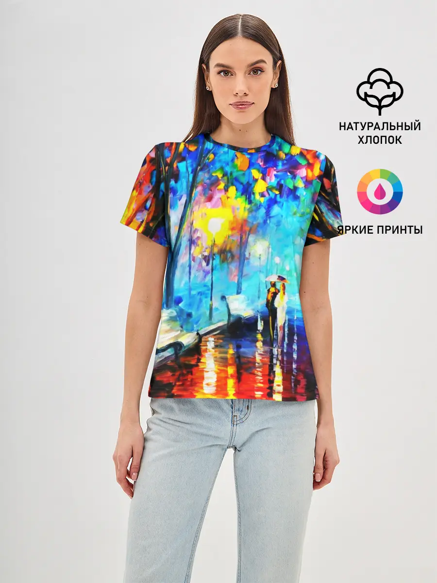 Женская базовая футболка / ВЕЧЕРНЯЯ ПРОГУЛКА