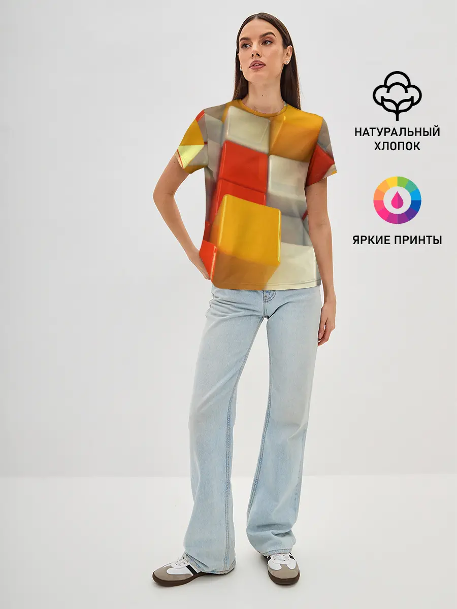 Женская базовая футболка / КУБЫ 3D