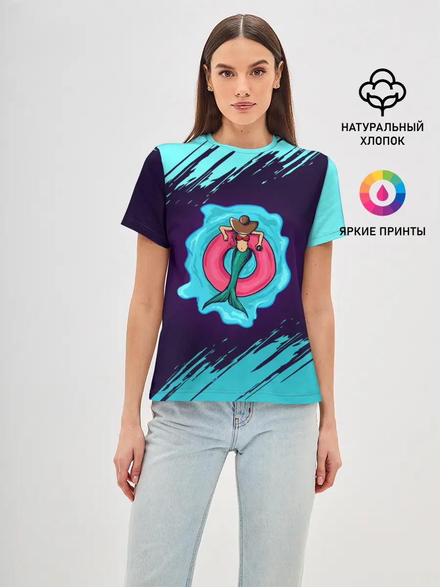 Женская базовая футболка / Русалка на отдыхе | Mermaid