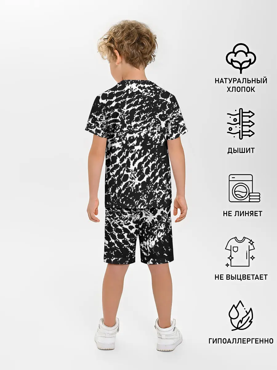 Детская пижама с шортами / Хаос белого на черном