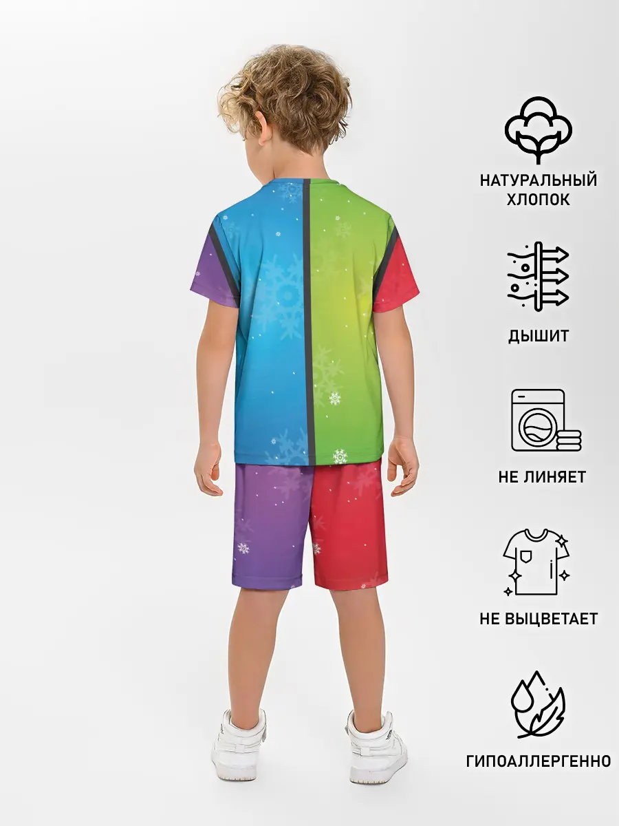 Детская пижама с шортами / Цветное рождество Snowflake