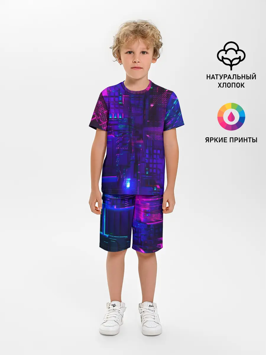 Детская пижама с шортами / NEON CUBES