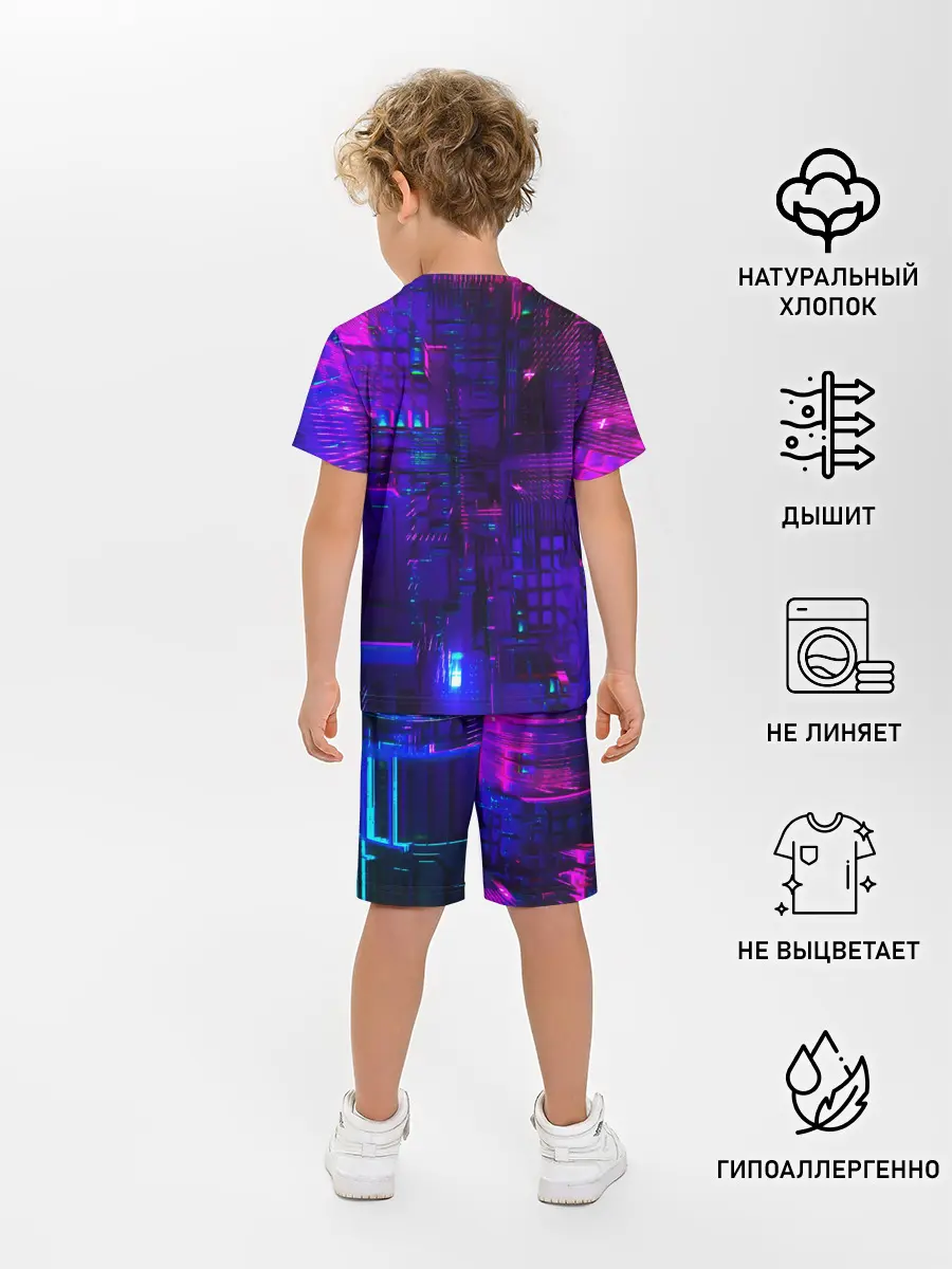 Детская пижама с шортами / NEON CUBES